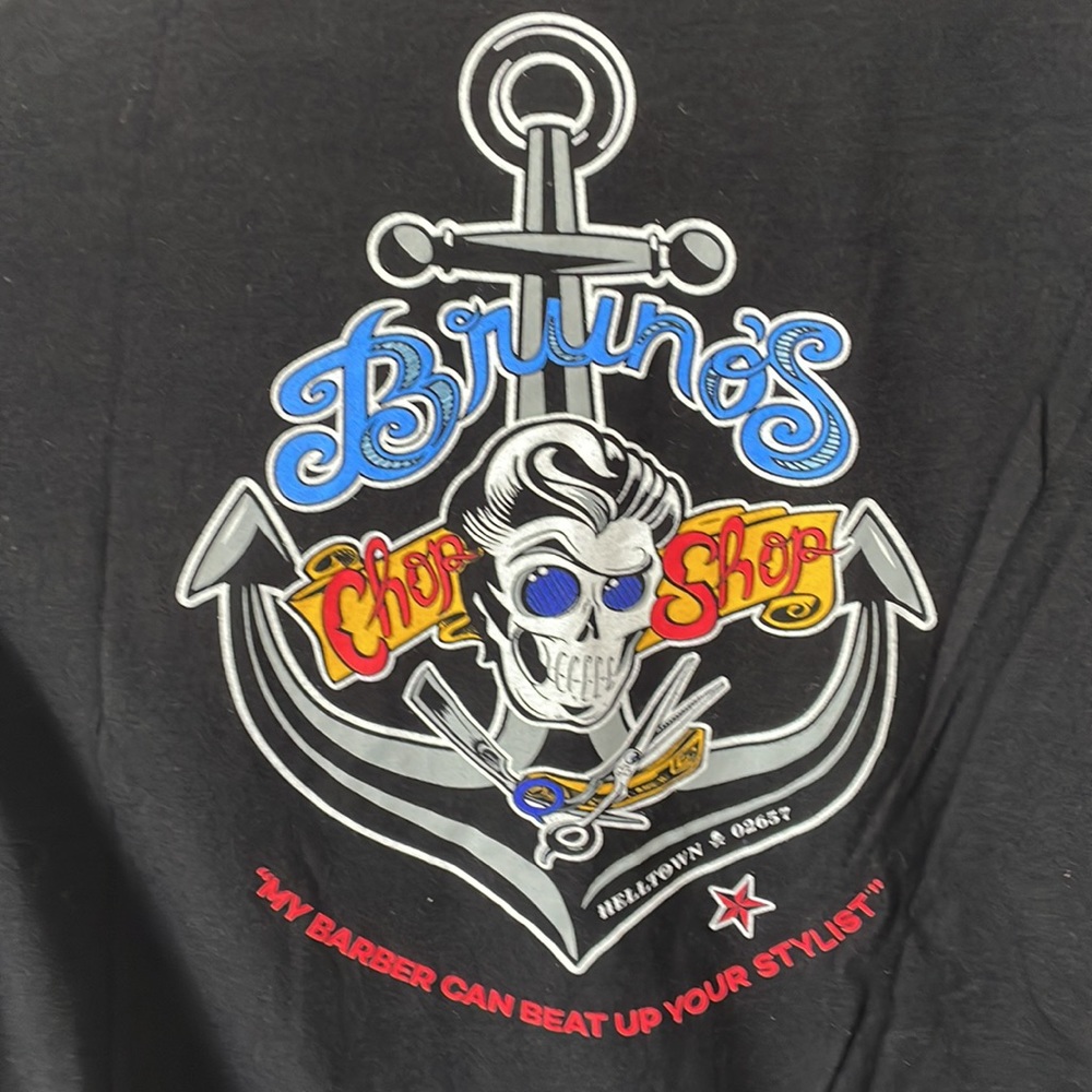 Canvas large men’s graffiti Barber anchor flash tattoo skull tee shirt